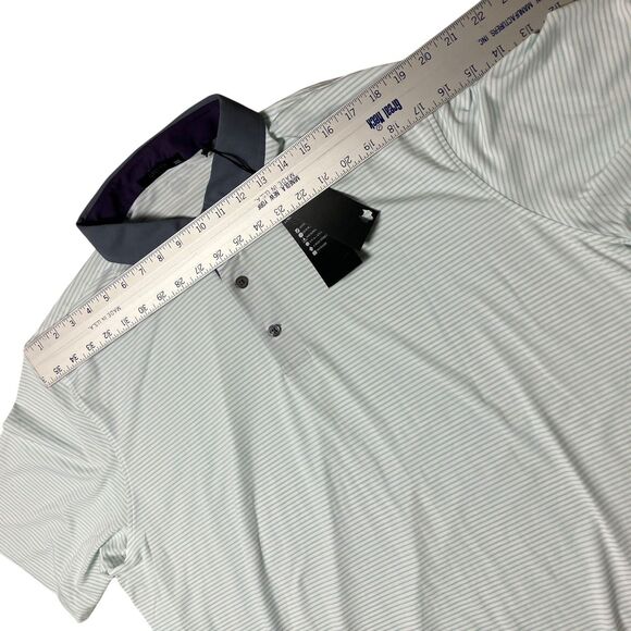 Greyson Polo Mens XXL Green Striped Performance Golf Massasaga Contrast Collar - Picture 5 of 11